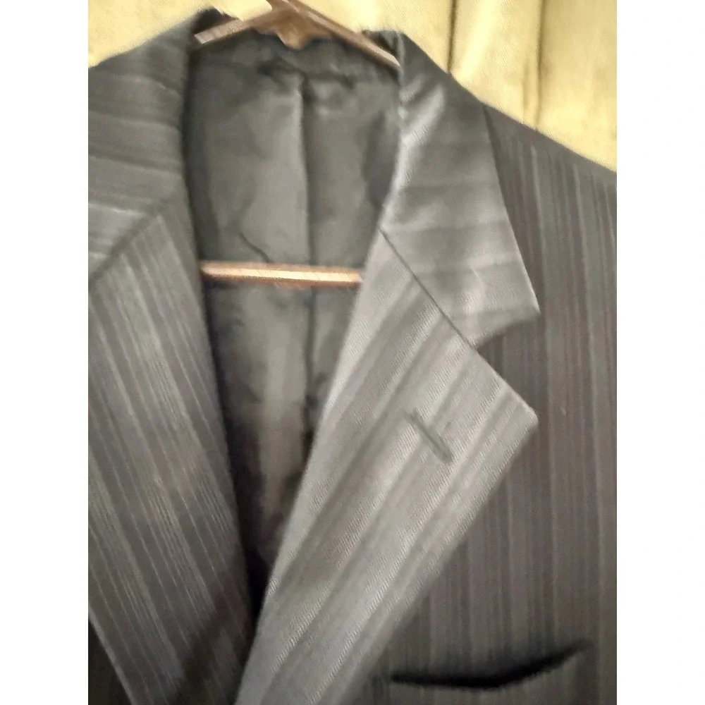 Jerome Fabrics Custom Tailored Pinstripe Blazer Grey Woven in England 3-Button